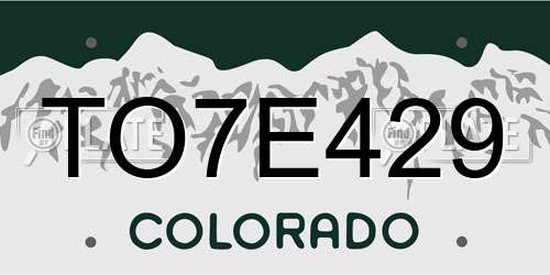 TO7E429 Colorado License Plate