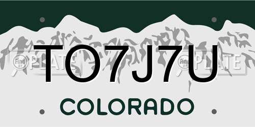 TO7J7U Colorado License Plate