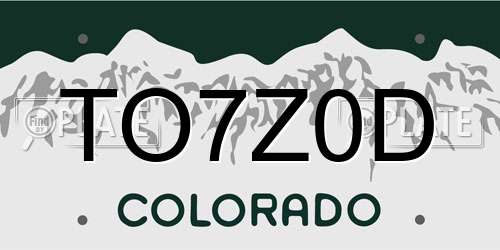 TO7Z0D Colorado License Plate