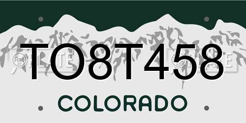 TO8T458 Colorado License Plate