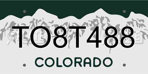 TO8T488 Colorado License Plate