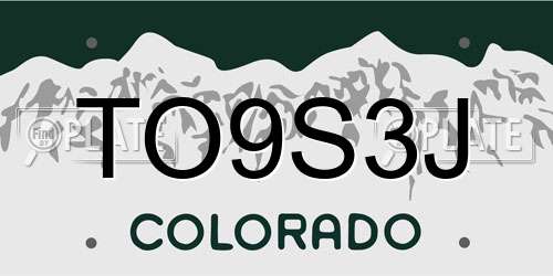 TO9S3J Colorado License Plate