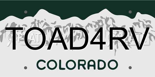 TOAD4RV Colorado License Plate
