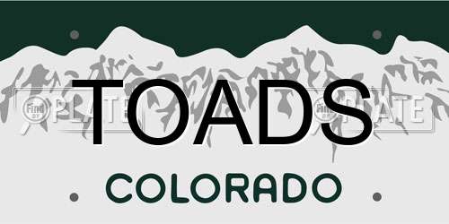 TOADS Colorado License Plate