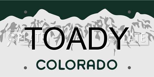 TOADY Colorado License Plate