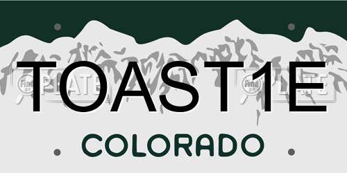 TOAST1E Colorado License Plate