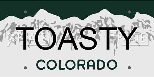 TOASTY Colorado License Plate