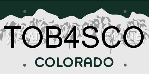 TOB4SCO Colorado License Plate