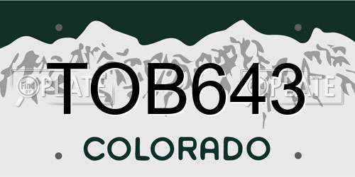 TOB643 Colorado License Plate