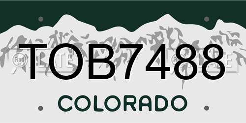 TOB7488 Colorado License Plate