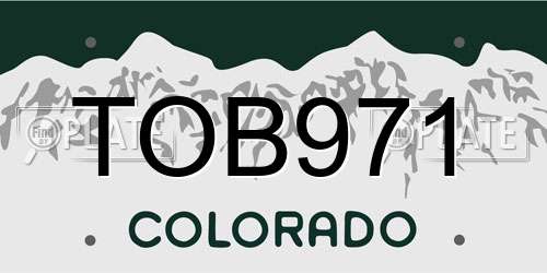 TOB971 Colorado License Plate