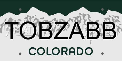 TOBZABB Colorado License Plate