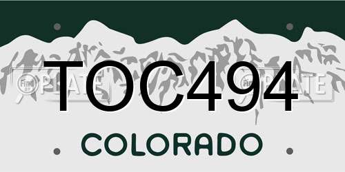 TOC494 Colorado License Plate