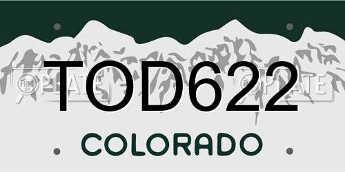 TOD622 Colorado License Plate