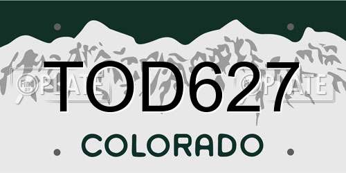 TOD627 Colorado License Plate
