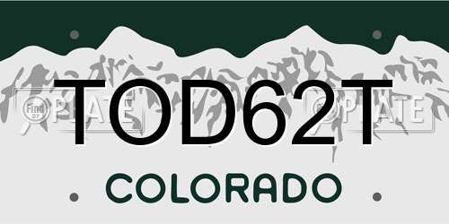TOD62T Colorado License Plate