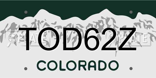 TOD62Z Colorado License Plate