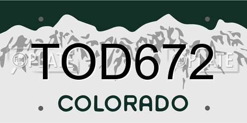 TOD672 Colorado License Plate