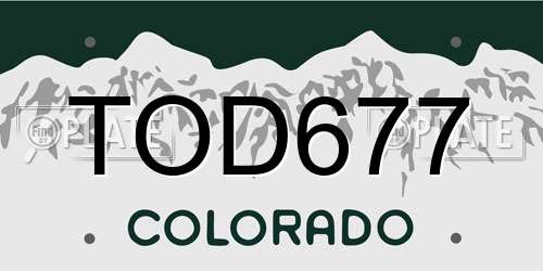 TOD677 Colorado License Plate