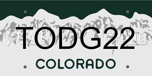 TODG22 Colorado License Plate