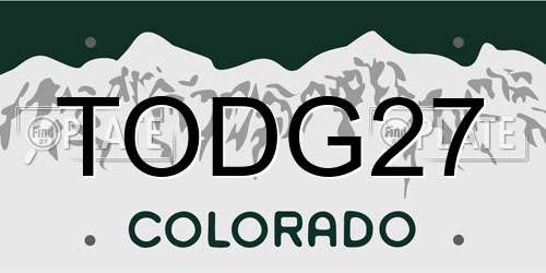 TODG27 Colorado License Plate