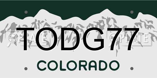 TODG77 Colorado License Plate