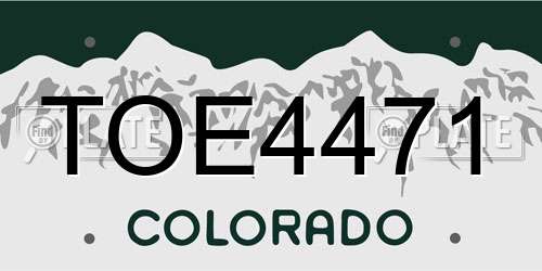 TOE4471 Colorado License Plate