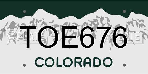TOE676 Colorado License Plate
