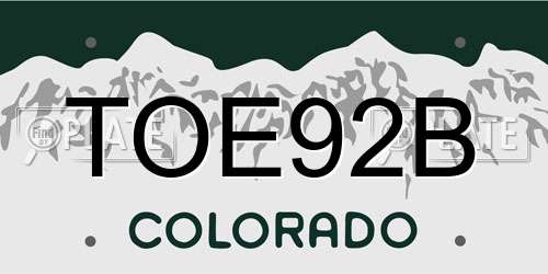 TOE92B Colorado License Plate