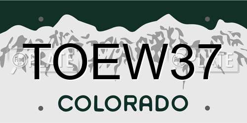 TOEW37 Colorado License Plate