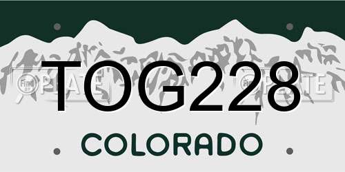 TOG228 Colorado License Plate