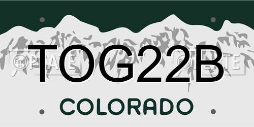 TOG22B Colorado License Plate