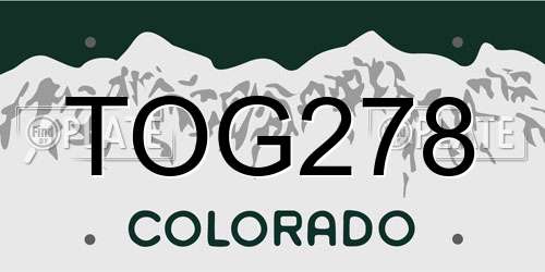 TOG278 Colorado License Plate