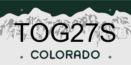 TOG27S Colorado License Plate