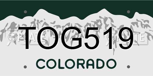 TOG519 Colorado License Plate