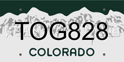 TOG828 Colorado License Plate