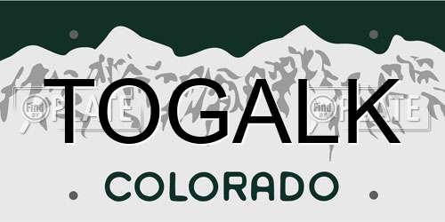 TOGALK Colorado License Plate