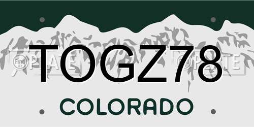 TOGZ78 Colorado License Plate