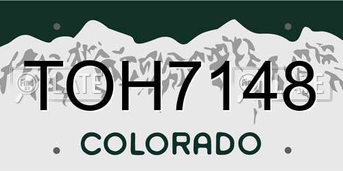 TOH7148 Colorado License Plate