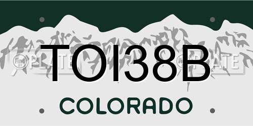 TOI38B Colorado License Plate