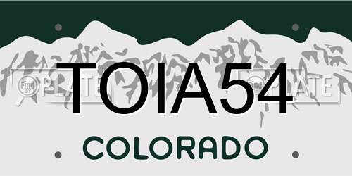TOIA54 Colorado License Plate
