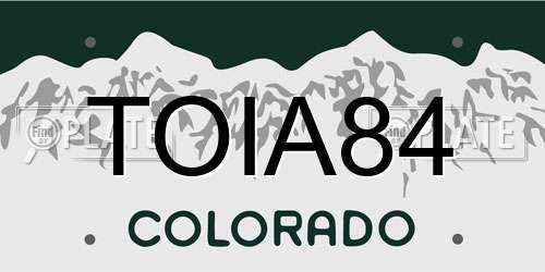 TOIA84 Colorado License Plate