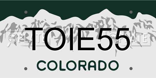 TOIE55 Colorado License Plate