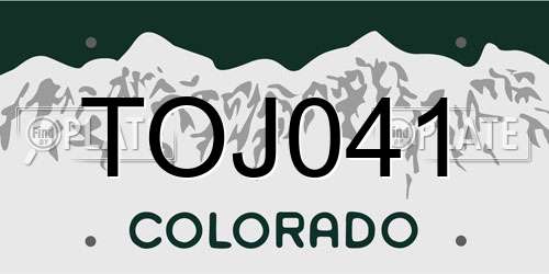 TOJ041 Colorado License Plate