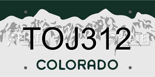 TOJ312 Colorado License Plate