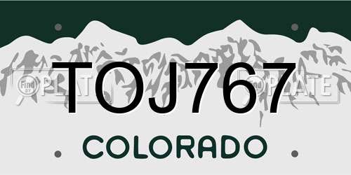 TOJ767 Colorado License Plate