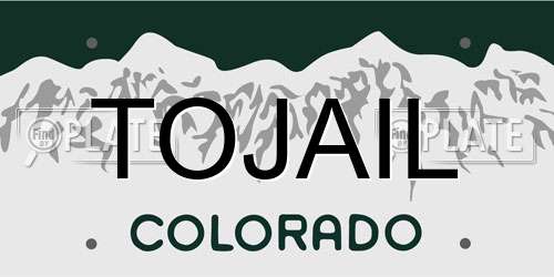 TOJAIL Colorado License Plate
