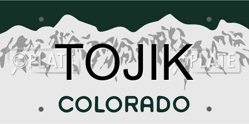 TOJIK Colorado License Plate