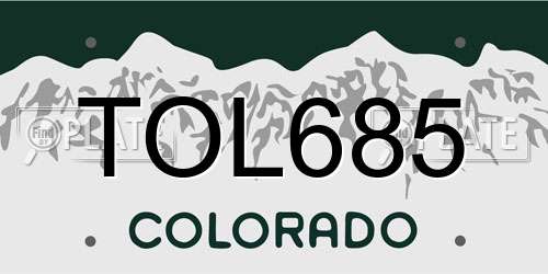 TOL685 Colorado License Plate