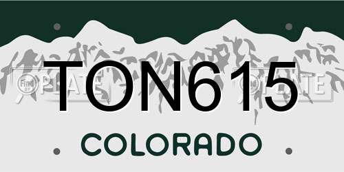 TON615 Colorado License Plate